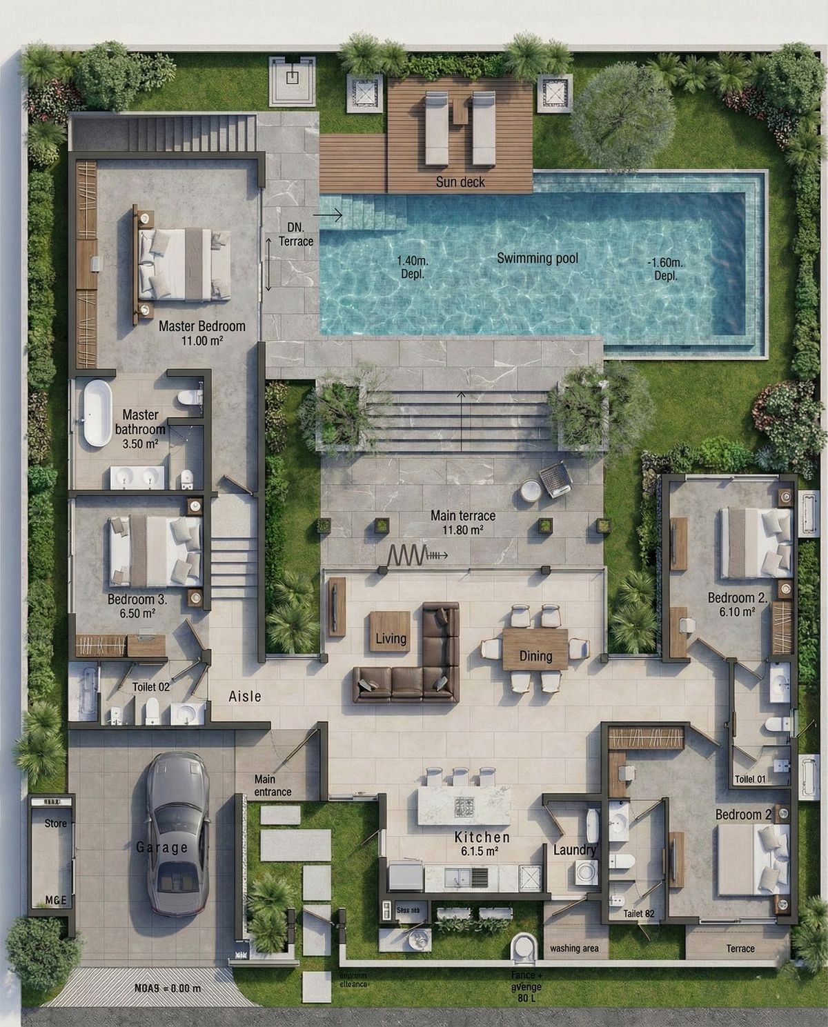 modern home map, carte de JDR moderne (1200×1489 pixels) — battlemap pour Roll20 et Foundry VTT.