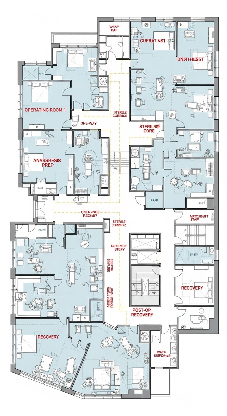 modern hospital map, carte de JDR moderne (768×1408 pixels) — battlemap pour Roll20 et Foundry VTT.
