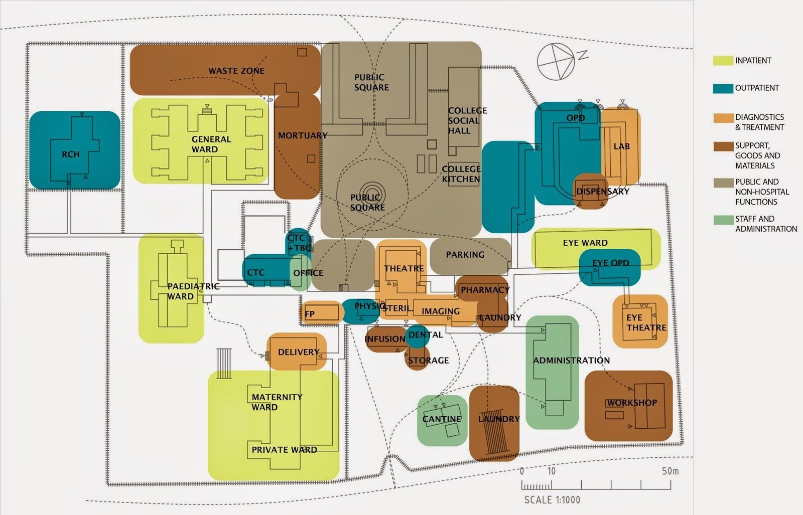modern hospital map, carte de JDR moderne (1600×1027 pixels) — battlemap pour Roll20 et Foundry VTT.