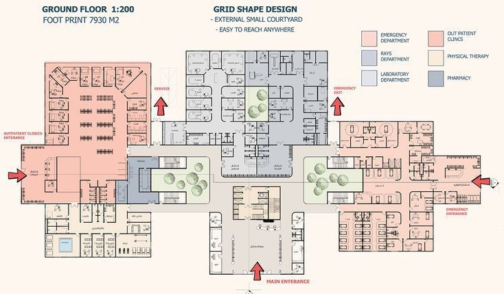modern hospital map, carte de JDR moderne (734×429 pixels) — battlemap pour Roll20 et Foundry VTT.