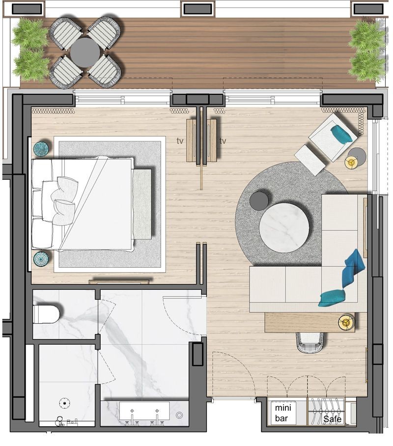 modern hotel map, carte de JDR moderne (800×908 pixels) — battlemap pour Roll20 et Foundry VTT.