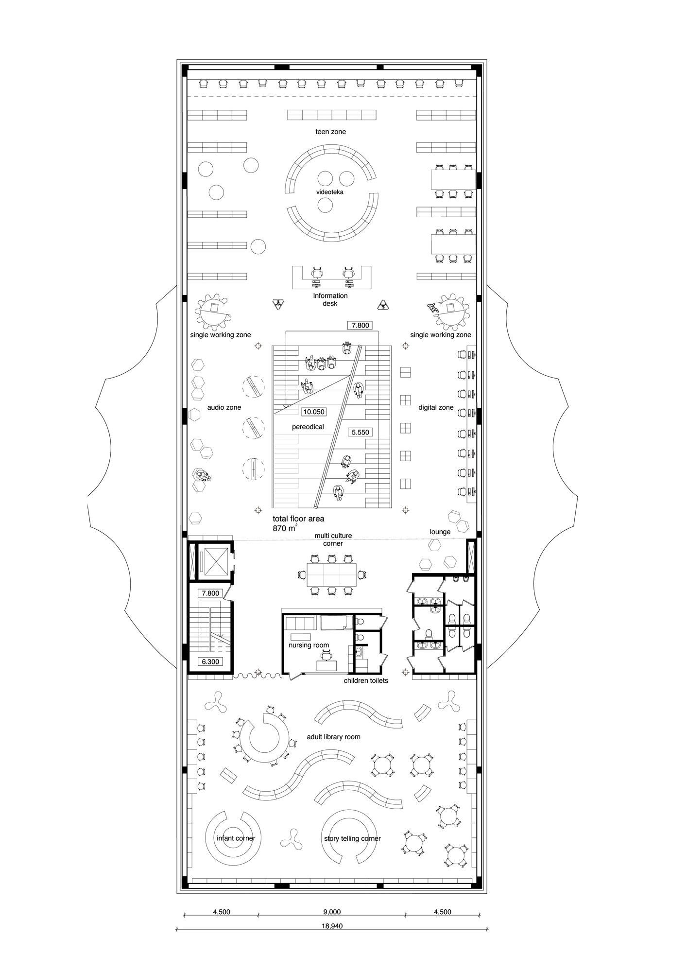 modern library map, carte de JDR moderne (1414×2000 pixels) — battlemap pour Roll20 et Foundry VTT.