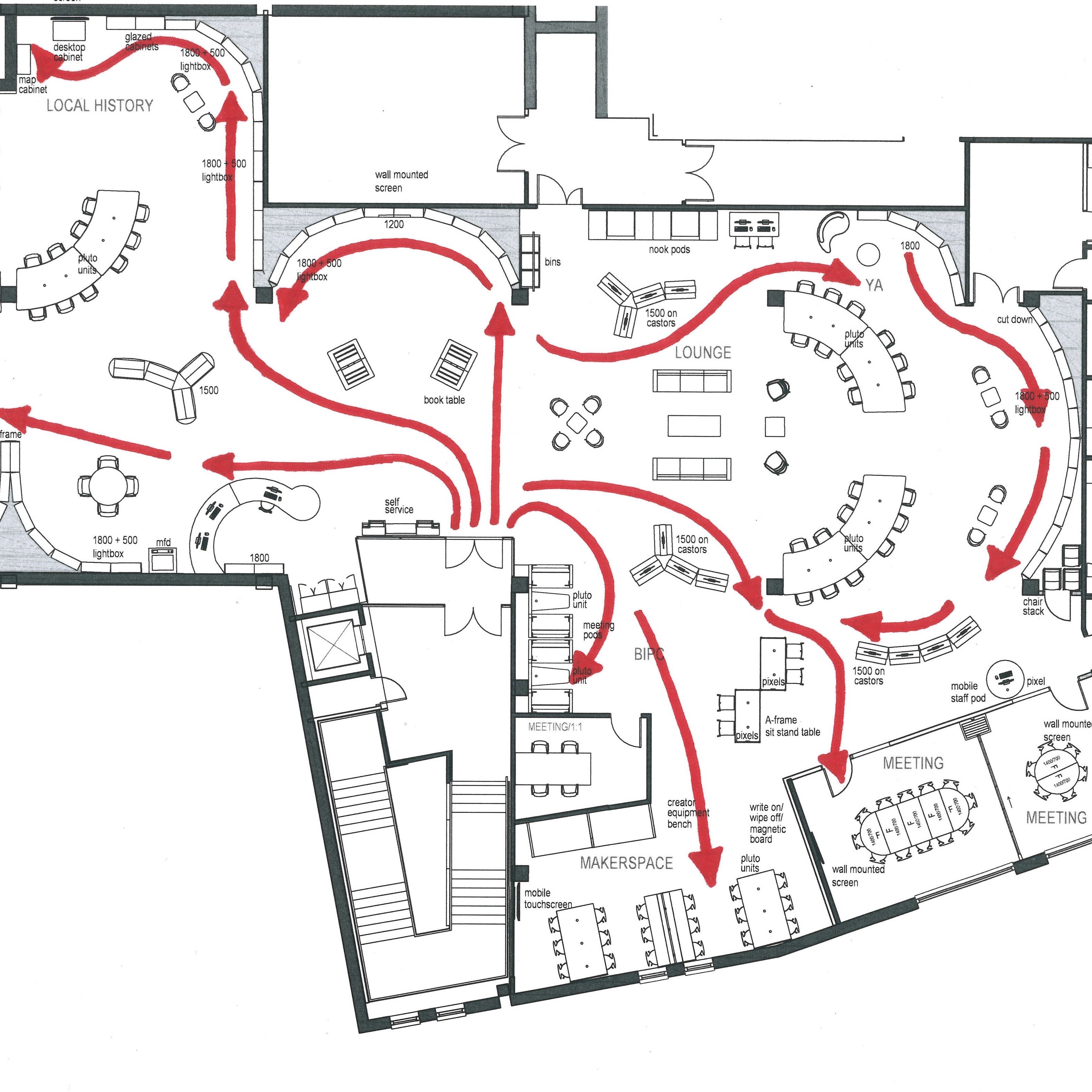 modern library map, carte de JDR moderne (3166×3166 pixels) — battlemap pour Roll20 et Foundry VTT.