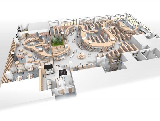 modern library map, carte de JDR moderne (563×425 pixels) — battlemap pour Roll20 et Foundry VTT.
