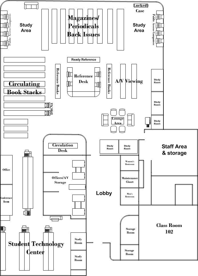 modern library map, carte de JDR moderne (693×963 pixels) — battlemap pour Roll20 et Foundry VTT.