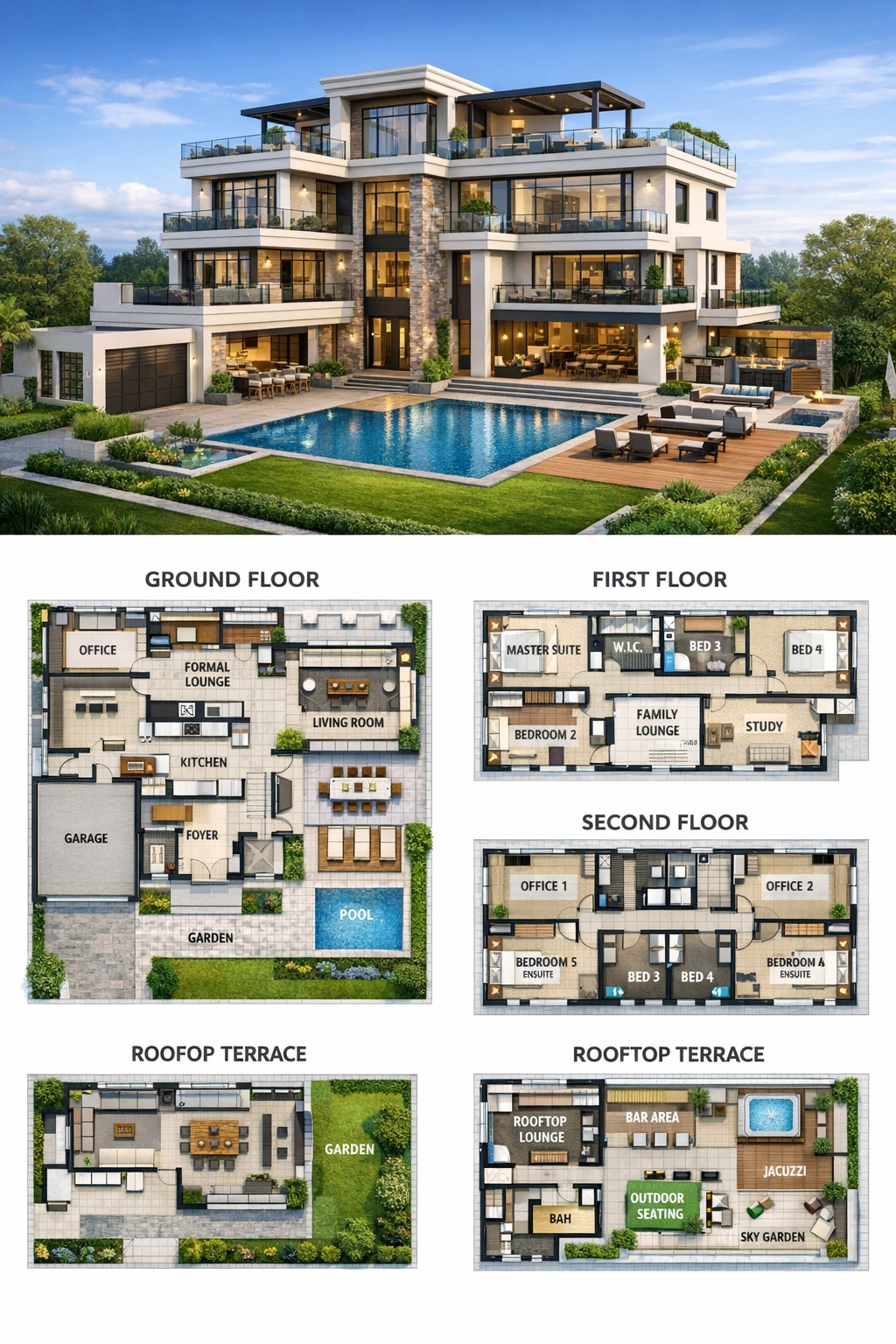 modern mansion map, carte de JDR moderne (1024×1536 pixels) — battlemap pour Roll20 et Foundry VTT.