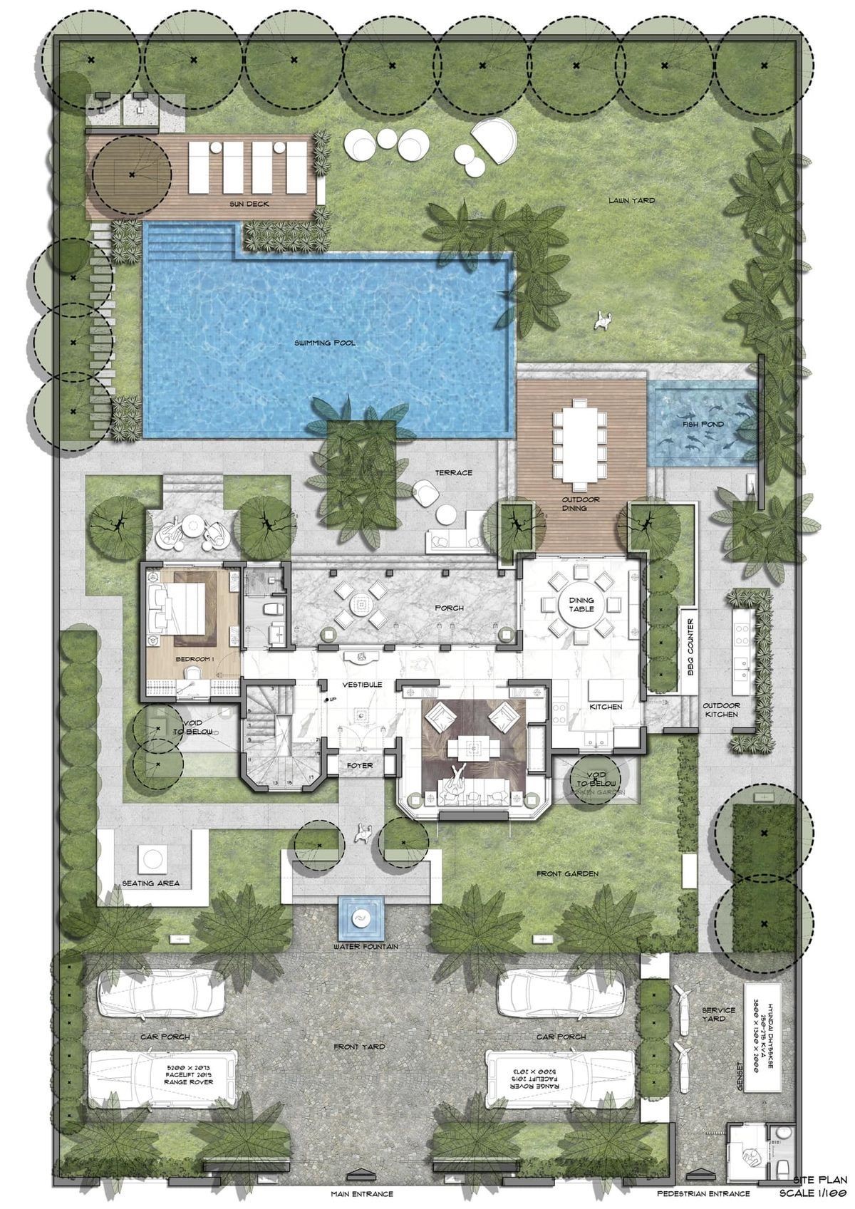 modern mansion map, carte de JDR moderne (1200×1697 pixels) — battlemap pour Roll20 et Foundry VTT.