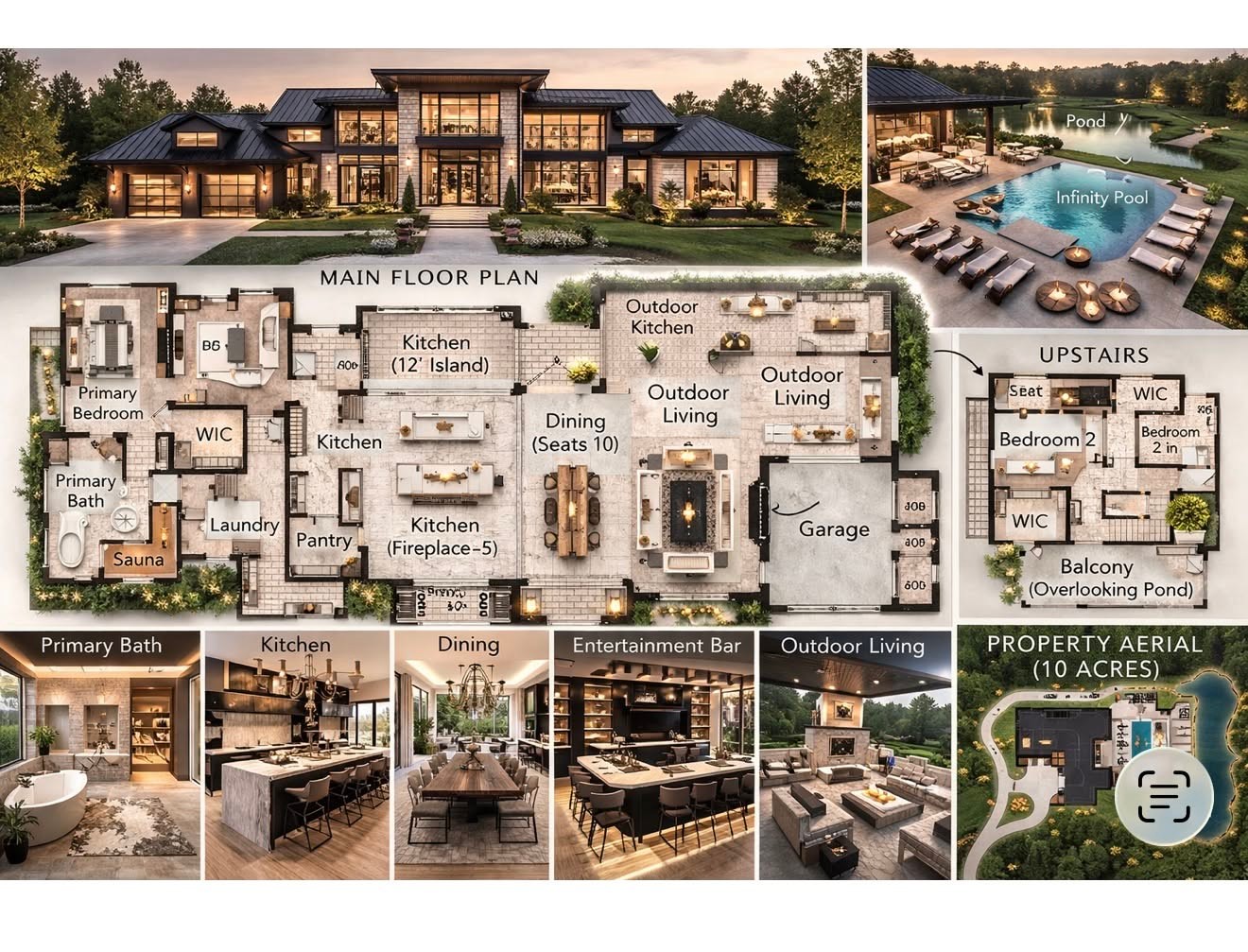 modern mansion map, carte de JDR moderne (1320×1007 pixels) — battlemap pour Roll20 et Foundry VTT.