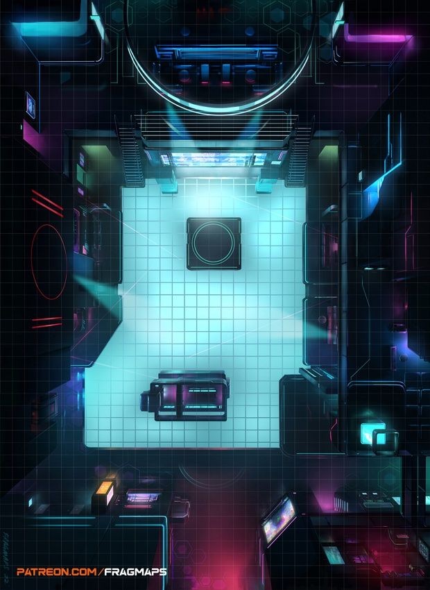 modern night club map, carte de JDR moderne (620×850 pixels) — battlemap pour Roll20 et Foundry VTT.