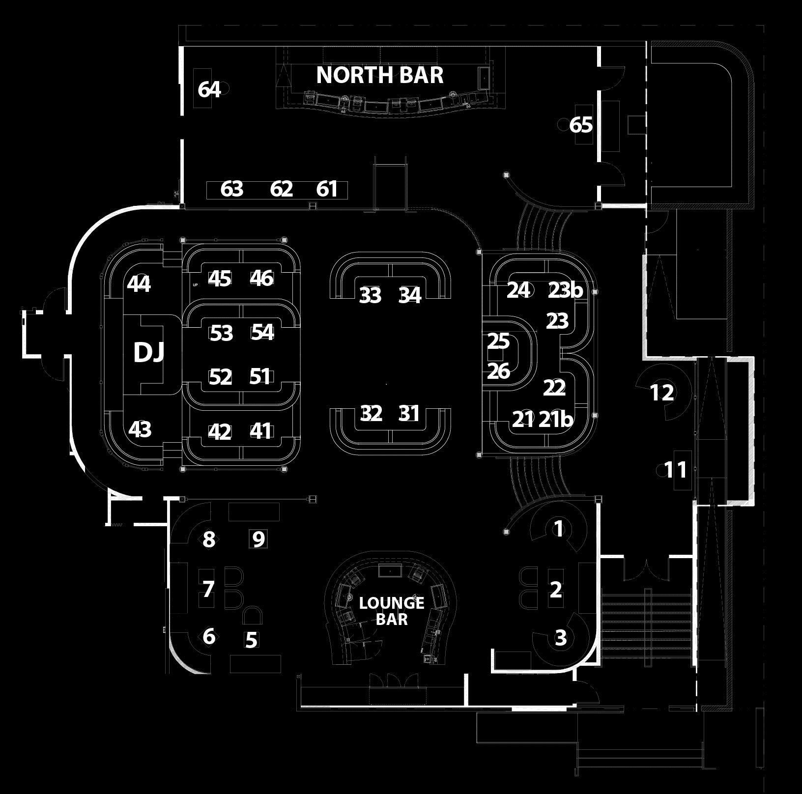 modern night club map, carte de JDR moderne (1632×1616 pixels) — battlemap pour Roll20 et Foundry VTT.