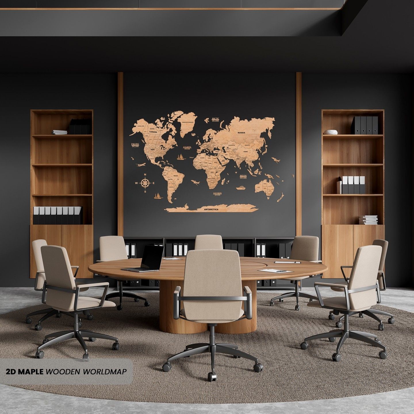 modern office map, carte de JDR moderne (1440×1440 pixels) — battlemap pour Roll20 et Foundry VTT.