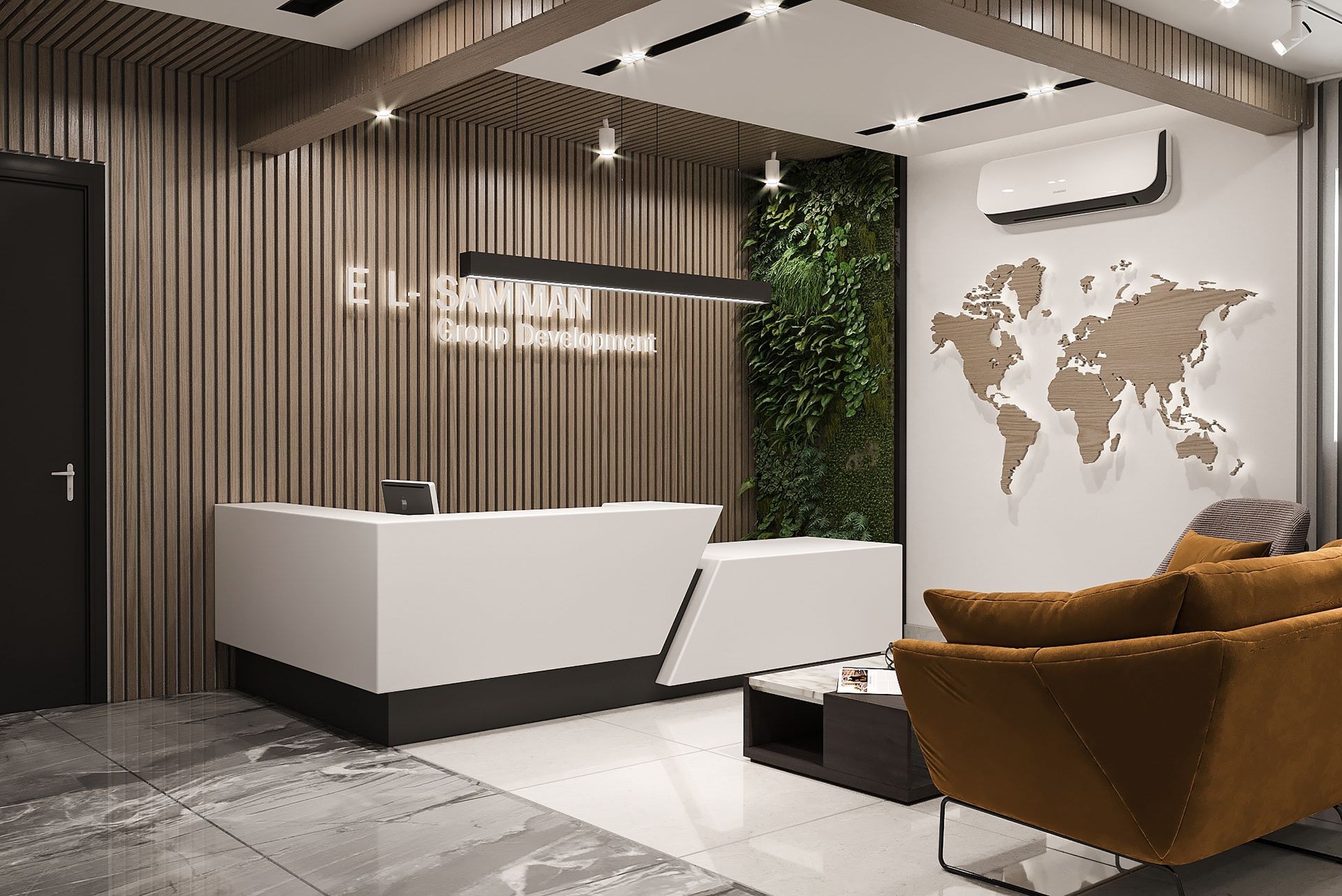 modern office map, carte de JDR moderne (1920×1282 pixels) — battlemap pour Roll20 et Foundry VTT.