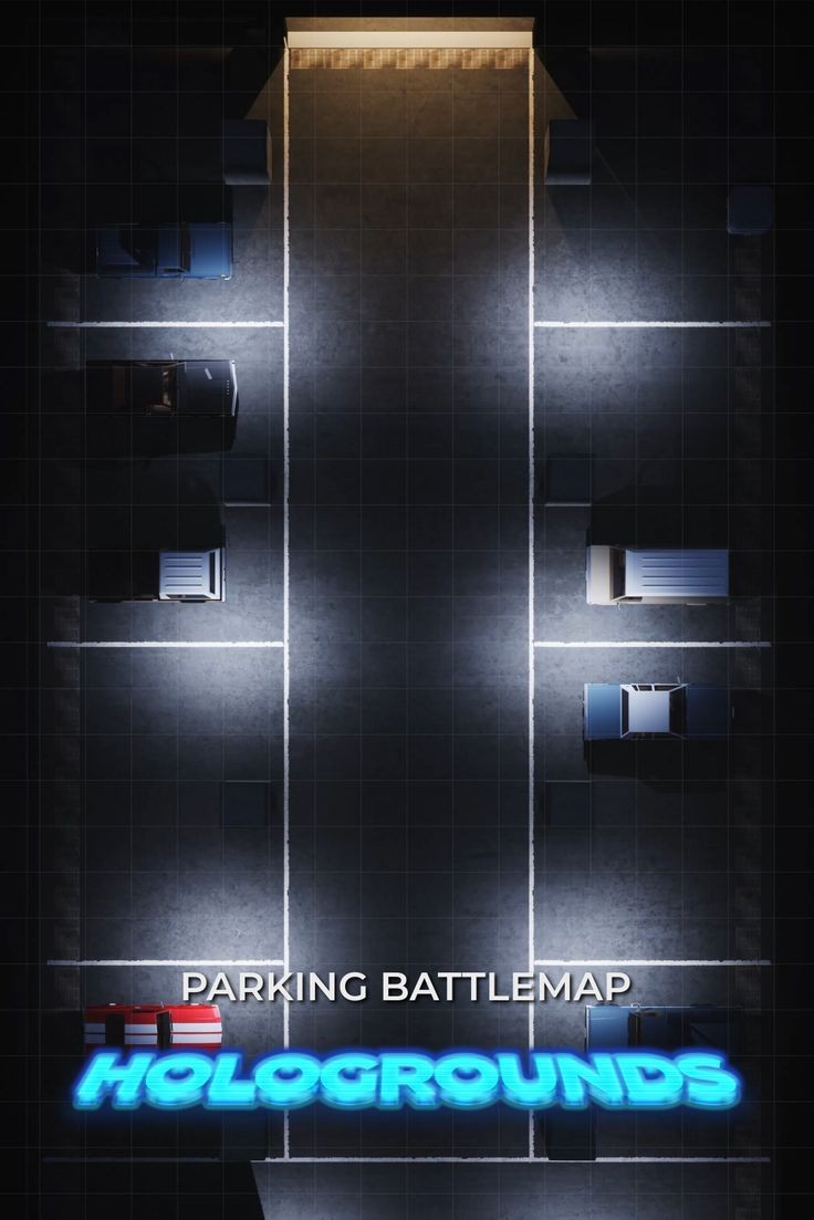 modern parking lot map, carte de JDR moderne (736×1103 pixels) — battlemap pour Roll20 et Foundry VTT.