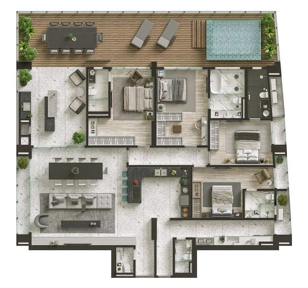 modern penthouse map, carte de JDR moderne (1080×1011 pixels) — battlemap pour Roll20 et Foundry VTT.