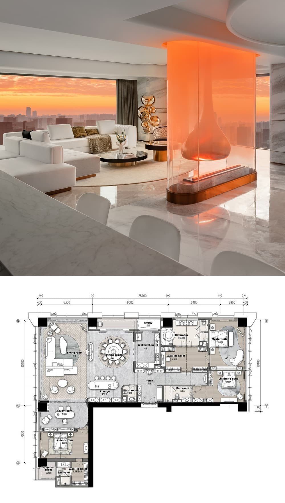 modern penthouse map, carte de JDR moderne (1000×1761 pixels) — battlemap pour Roll20 et Foundry VTT.