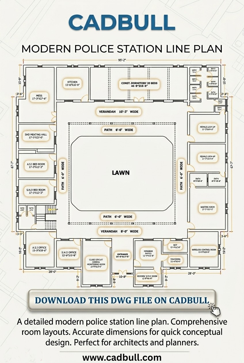 modern police station map, carte de JDR moderne (848×1264 pixels) — battlemap pour Roll20 et Foundry VTT.