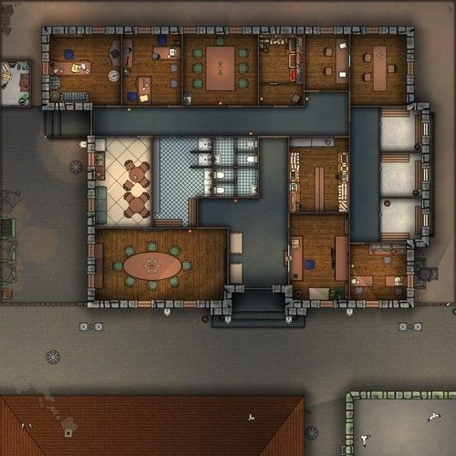 modern police station map, carte de JDR moderne (500×500 pixels) — battlemap pour Roll20 et Foundry VTT.