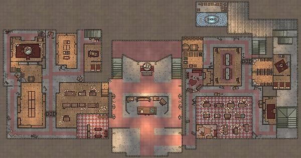 modern police station map, carte de JDR moderne (600×315 pixels) — battlemap pour Roll20 et Foundry VTT.