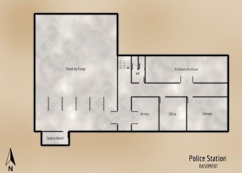 modern police station map, carte de JDR moderne (500×357 pixels) — battlemap pour Roll20 et Foundry VTT.