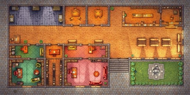 modern police station map, carte de JDR moderne (620×311 pixels) — battlemap pour Roll20 et Foundry VTT.