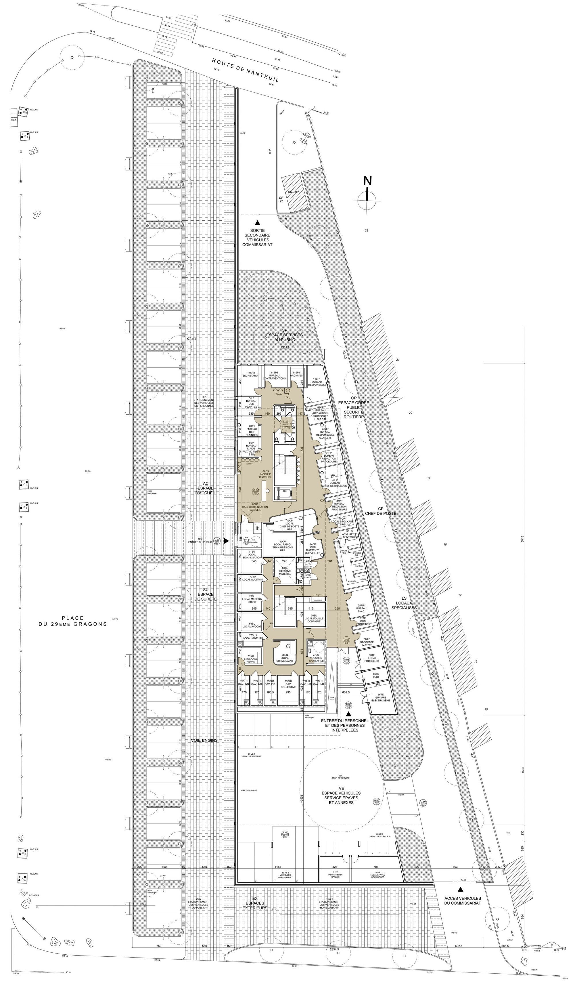 modern police station map, carte de JDR moderne (2000×3427 pixels) — battlemap pour Roll20 et Foundry VTT.