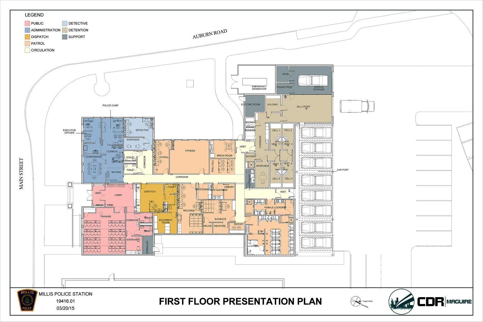 modern police station map, carte de JDR moderne (1536×1024 pixels) — battlemap pour Roll20 et Foundry VTT.