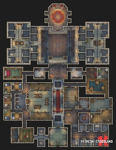modern prison map, carte de JDR moderne (375×483 pixels) — battlemap pour Roll20 et Foundry VTT.