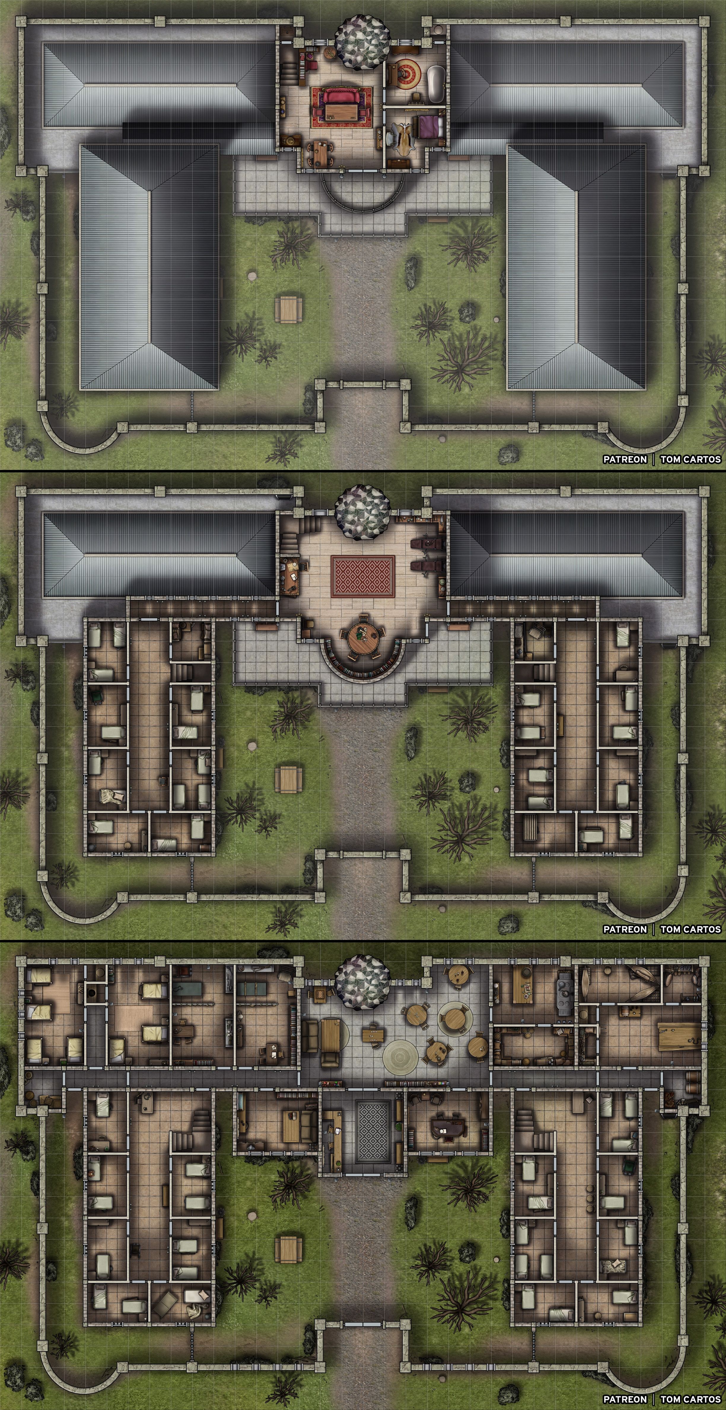 modern prison map, carte de JDR moderne (2448×4752 pixels) — battlemap pour Roll20 et Foundry VTT.