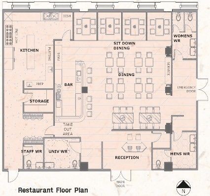 modern restaurant map, carte de JDR moderne (426×397 pixels) — battlemap pour Roll20 et Foundry VTT.