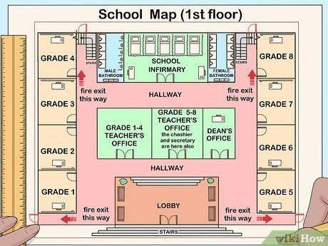 modern school map, carte de JDR moderne (460×345 pixels) — battlemap pour Roll20 et Foundry VTT.