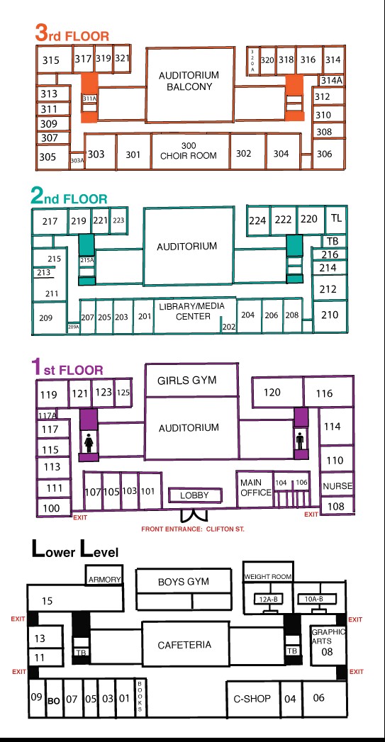 modern school map, carte de JDR moderne (543×1047 pixels) — battlemap pour Roll20 et Foundry VTT.