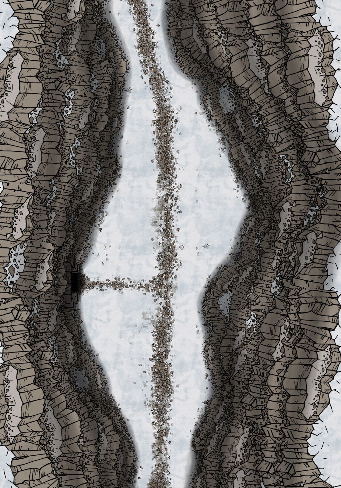 mountain pass map dnd, carte de JDR fantasy (1120×1600 pixels) — battlemap pour Roll20 et Foundry VTT.