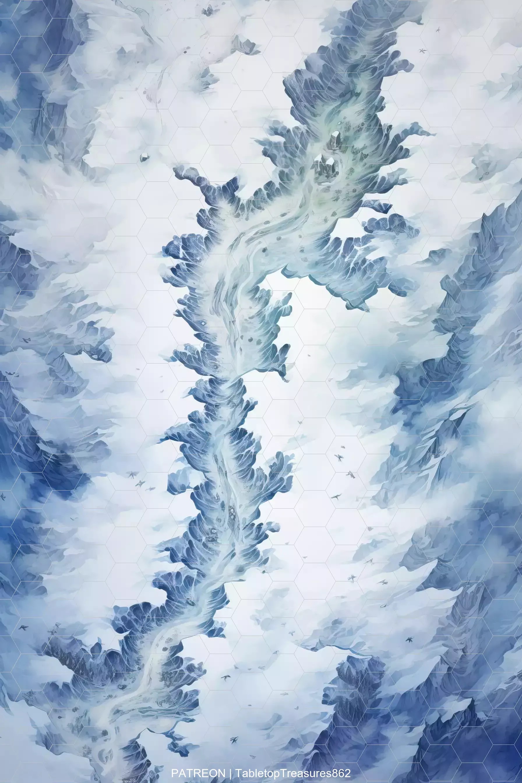 mountain pass map dnd, carte de JDR fantasy (1792×2688 pixels) — battlemap pour Roll20 et Foundry VTT.