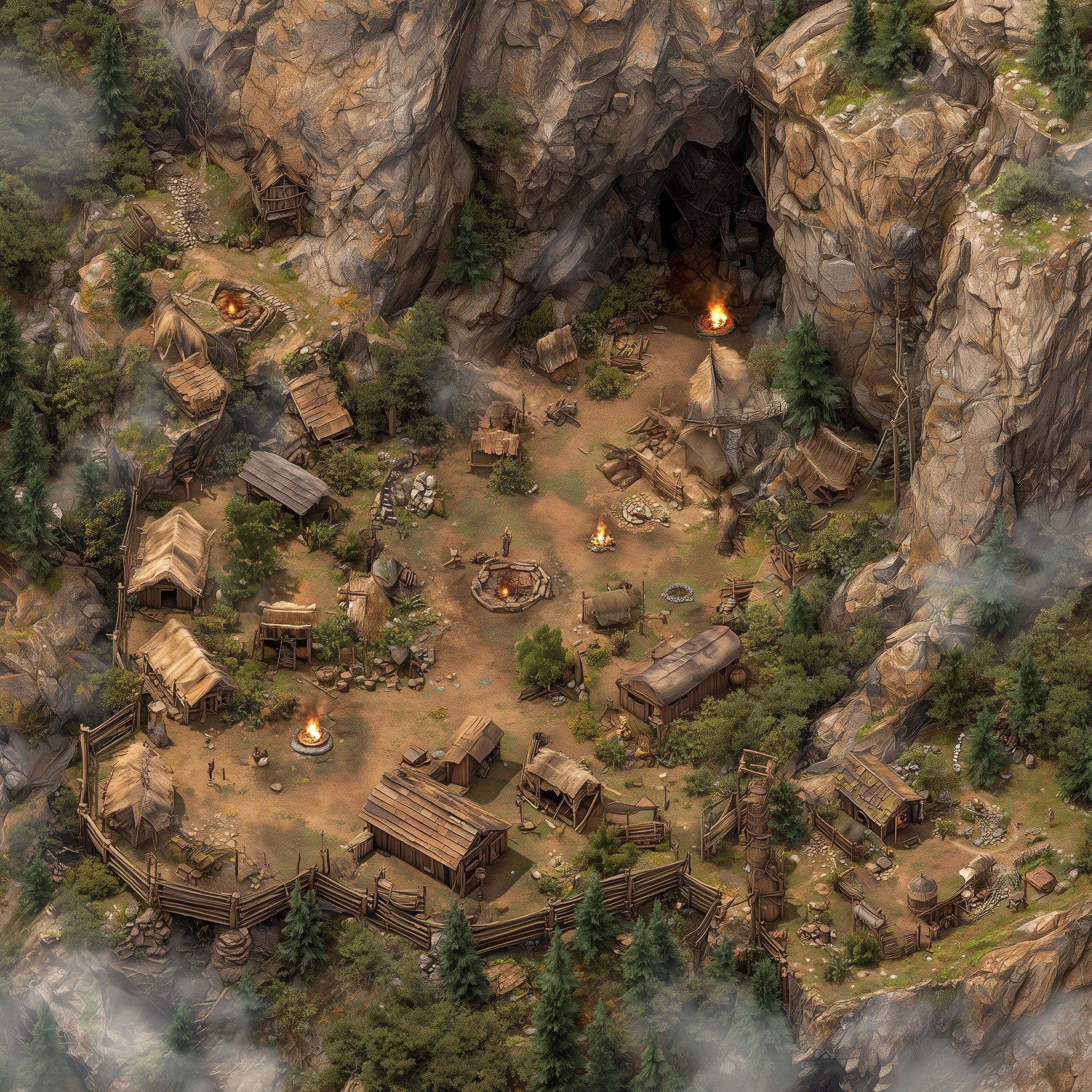 orc encampment map, carte de JDR fantasy (2048×2048 pixels) — battlemap pour Roll20 et Foundry VTT.