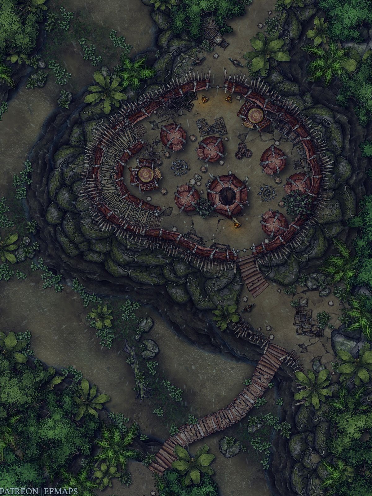 orc encampment map, carte de JDR fantasy (1200×1600 pixels) — battlemap pour Roll20 et Foundry VTT.