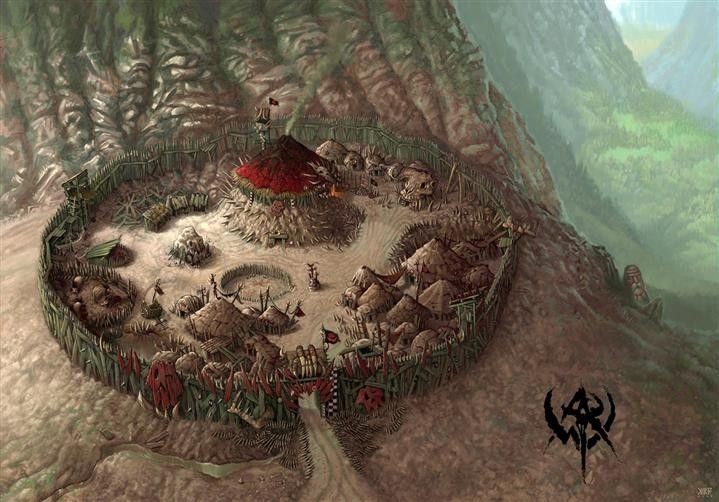 orc encampment map, carte de JDR fantasy (719×502 pixels) — battlemap pour Roll20 et Foundry VTT.