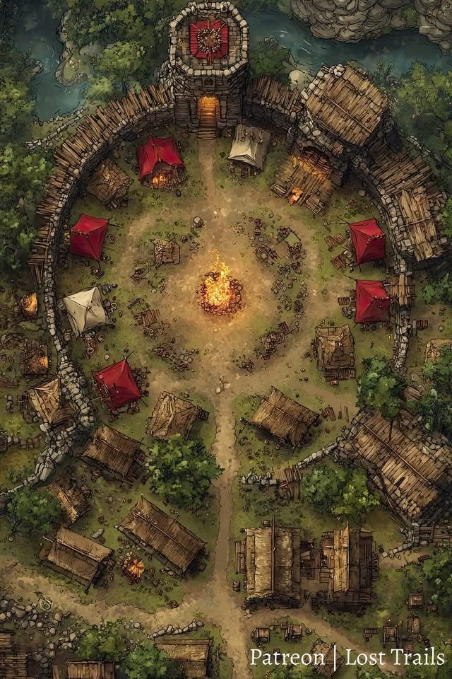 orc encampment map, carte de JDR fantasy (640×960 pixels) — battlemap pour Roll20 et Foundry VTT.