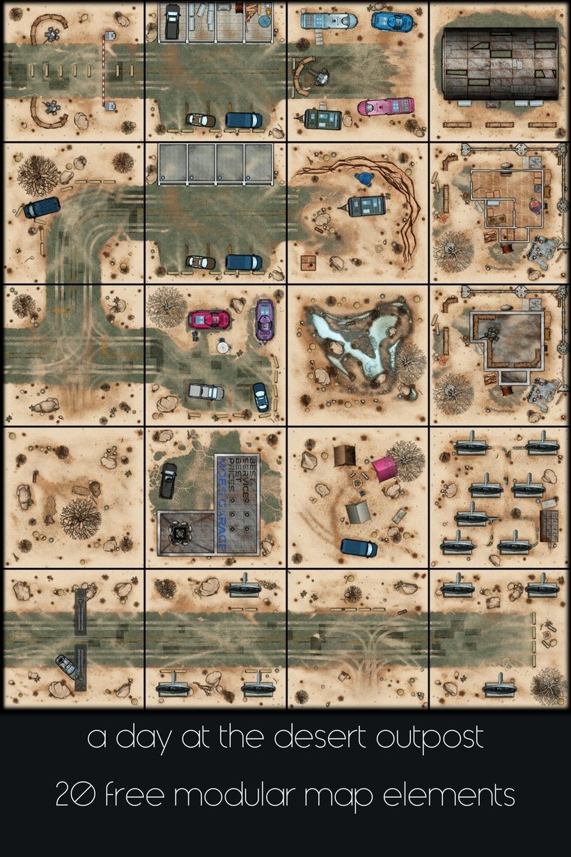 post apocalyptic city map, carte de JDR post-apocalyptique (820×1230 pixels) — battlemap pour Roll20 et Foundry VTT.