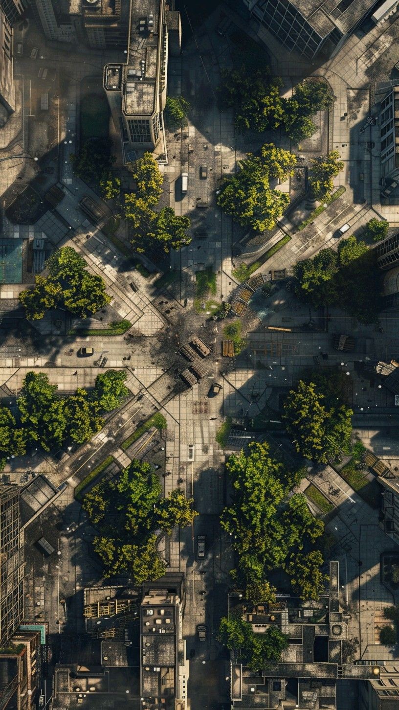 post apocalyptic city map, carte de JDR post-apocalyptique (816×1451 pixels) — battlemap pour Roll20 et Foundry VTT.