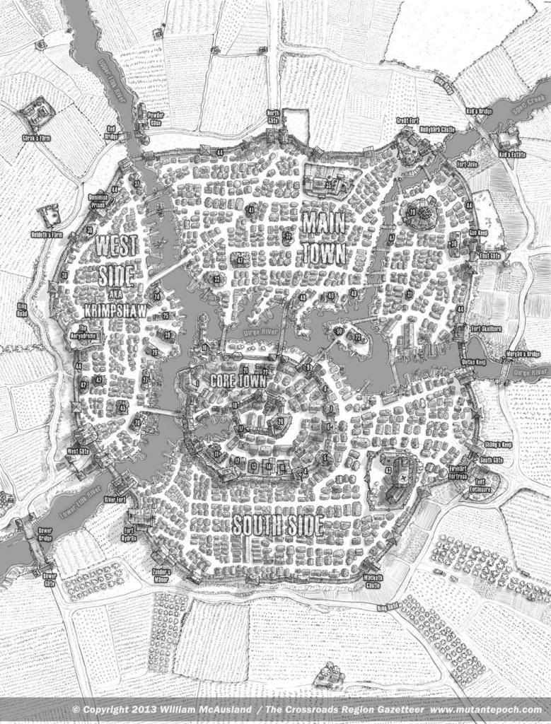 post apocalyptic city map, carte de JDR post-apocalyptique (779×1024 pixels) — battlemap pour Roll20 et Foundry VTT.