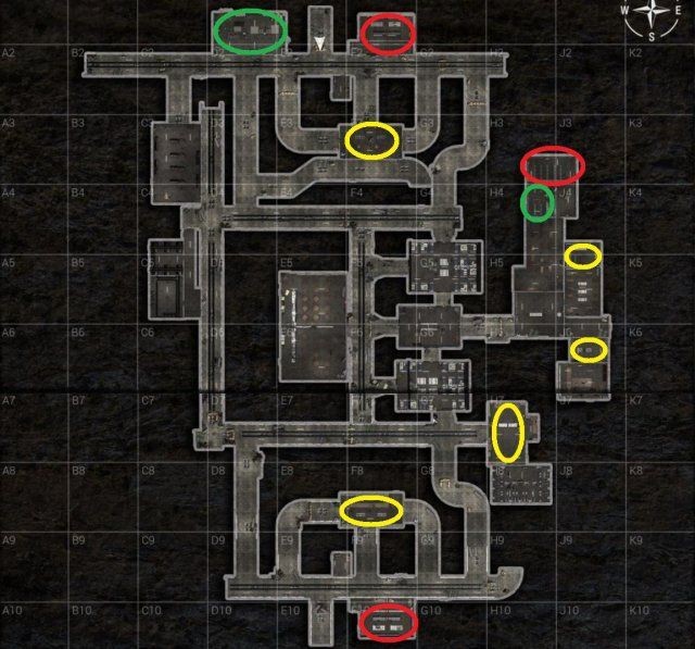 post nuclear bunker map, carte de JDR post-apocalyptique (640×597 pixels) — battlemap pour Roll20 et Foundry VTT.