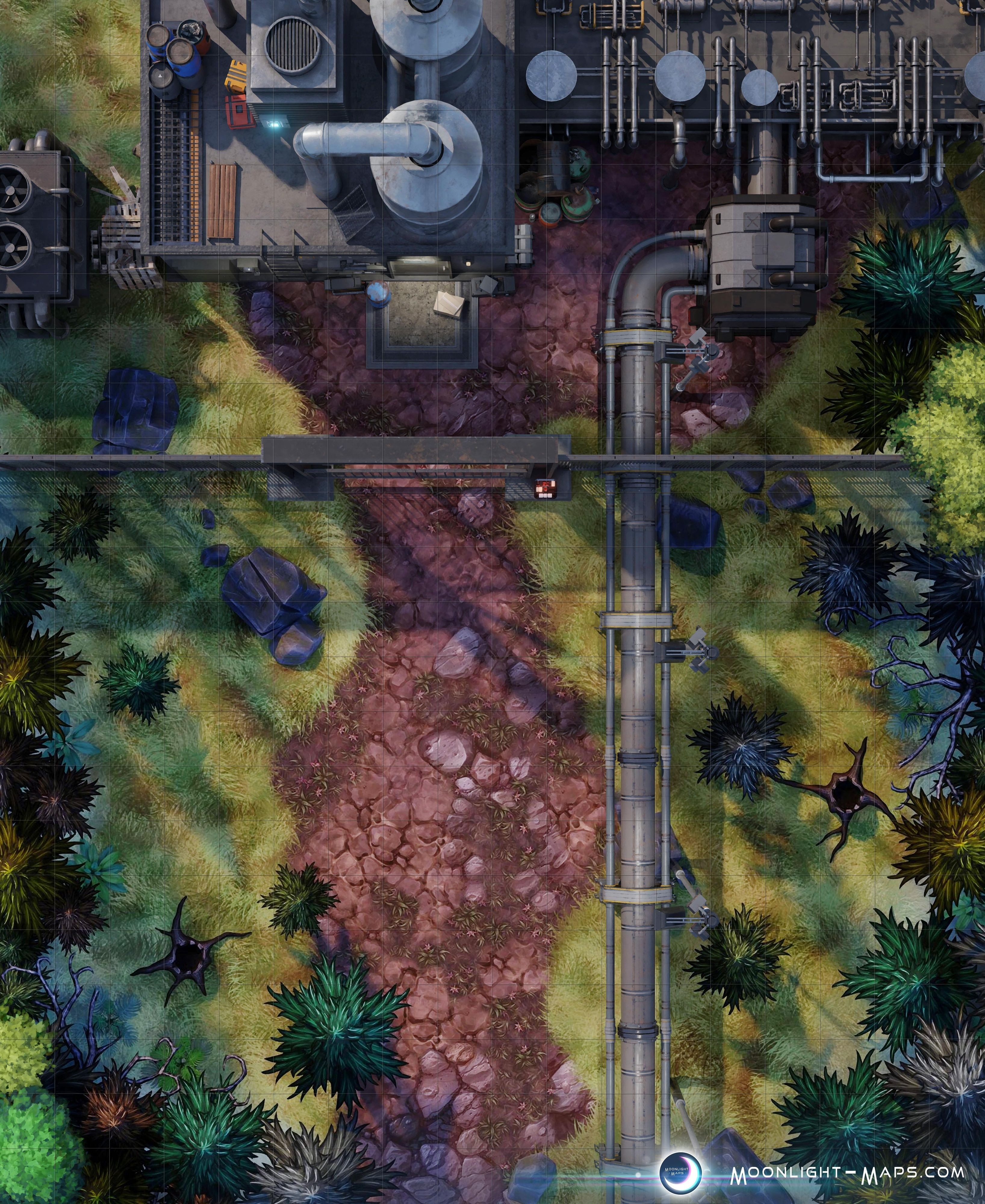 post nuclear bunker map, carte de JDR post-apocalyptique (3272×4000 pixels) — battlemap pour Roll20 et Foundry VTT.