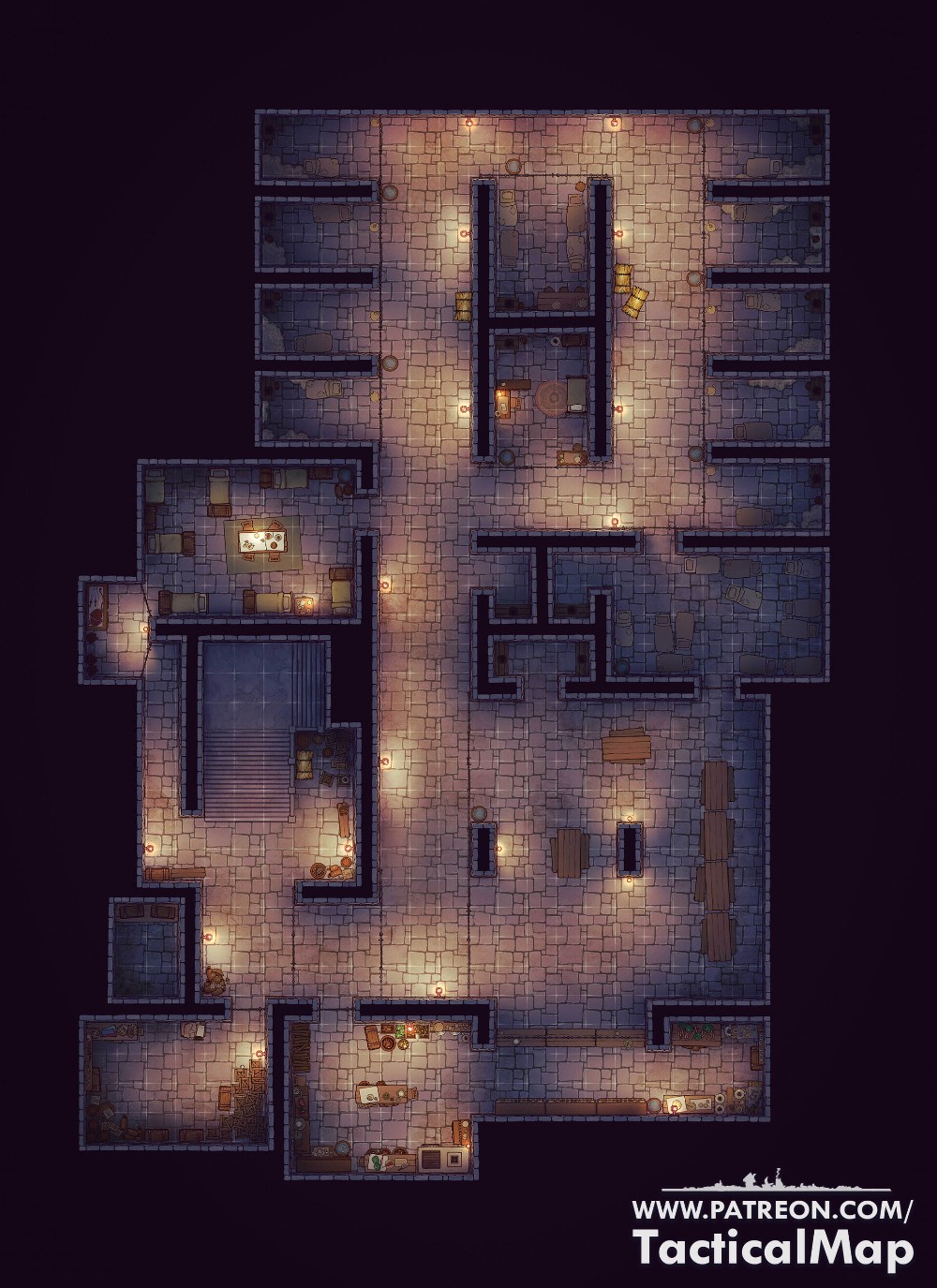 prison map dnd, carte de JDR fantasy (1000×1375 pixels) — battlemap pour Roll20 et Foundry VTT.