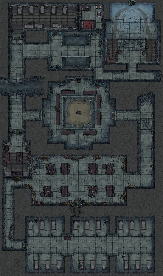 prison map dnd, carte de JDR fantasy (640×1081 pixels) — battlemap pour Roll20 et Foundry VTT.