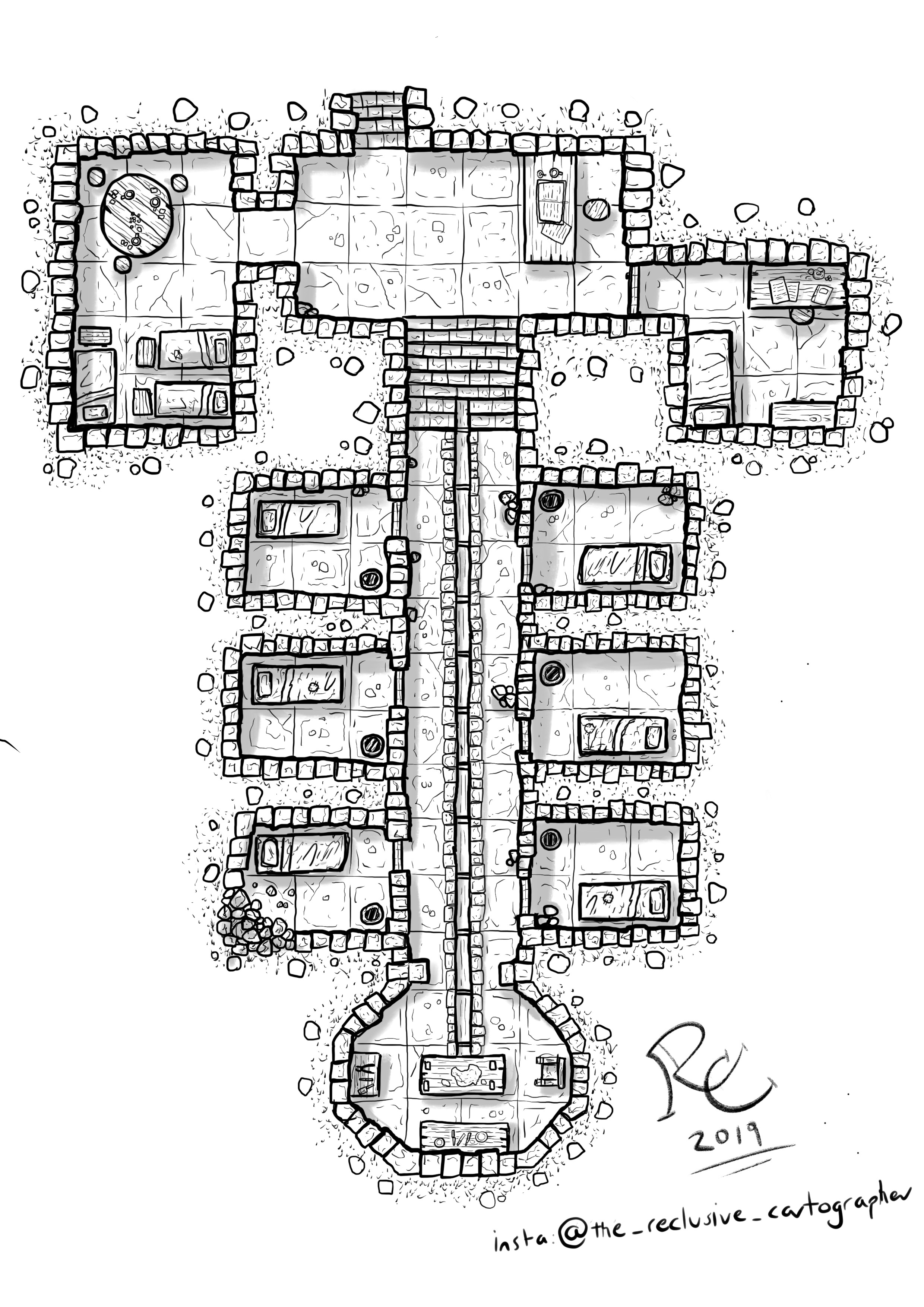prison map dnd, carte de JDR fantasy (2480×3508 pixels) — battlemap pour Roll20 et Foundry VTT.