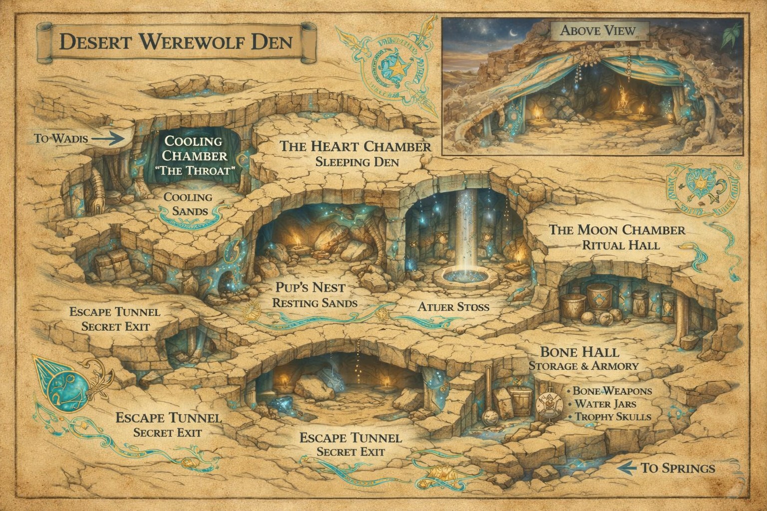 raider hideout map, carte de JDR post-apocalyptique (1536×1024 pixels) — battlemap pour Roll20 et Foundry VTT.