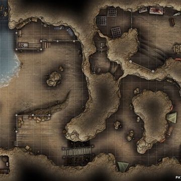 raider hideout map, carte de JDR post-apocalyptique (360×360 pixels) — battlemap pour Roll20 et Foundry VTT.