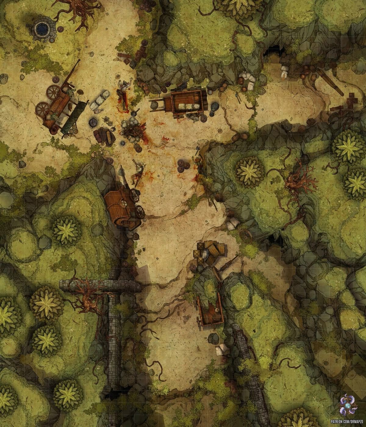raider hideout map, carte de JDR post-apocalyptique (1200×1400 pixels) — battlemap pour Roll20 et Foundry VTT.