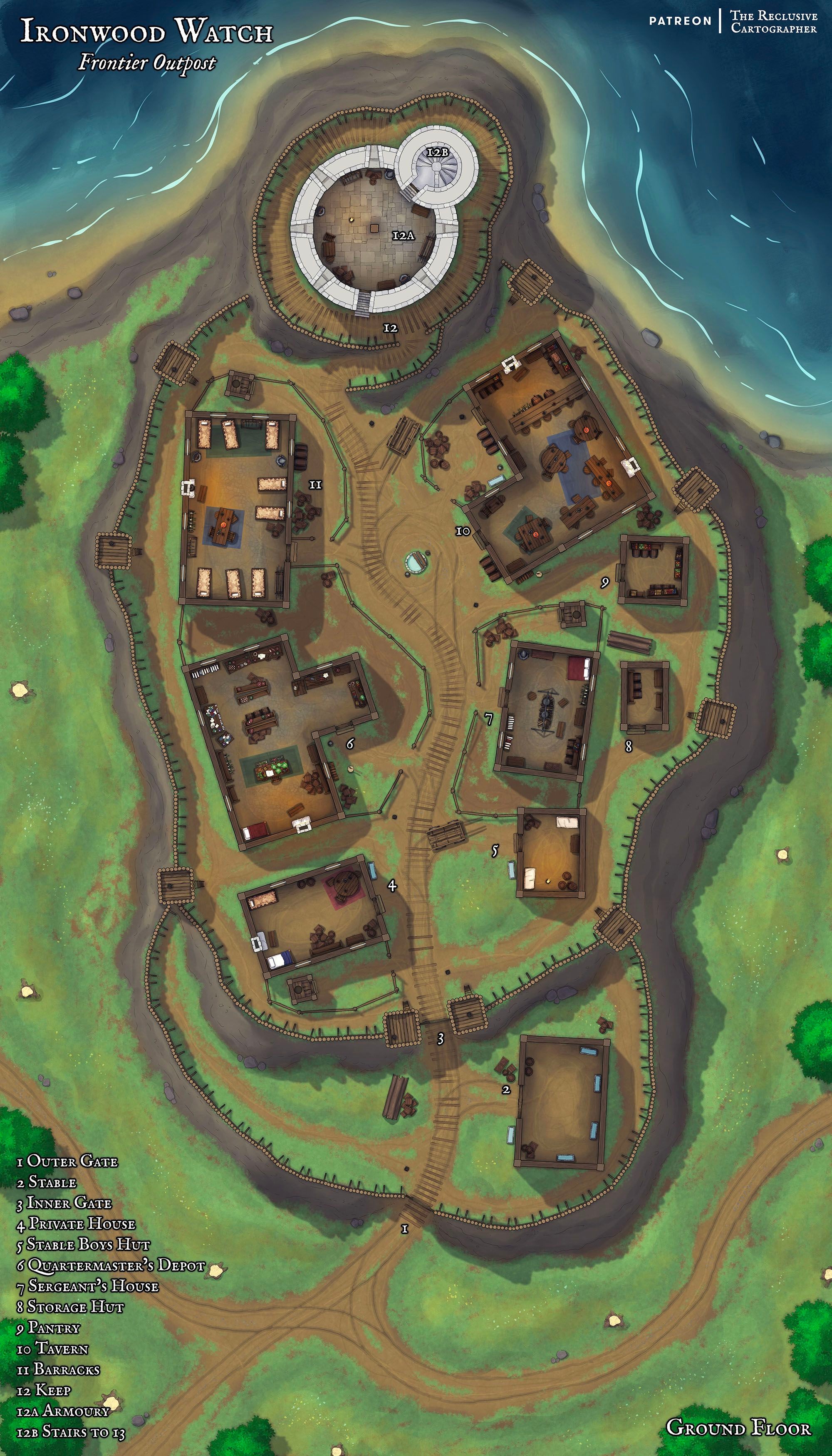 raider hideout map, carte de JDR post-apocalyptique (2000×3500 pixels) — battlemap pour Roll20 et Foundry VTT.