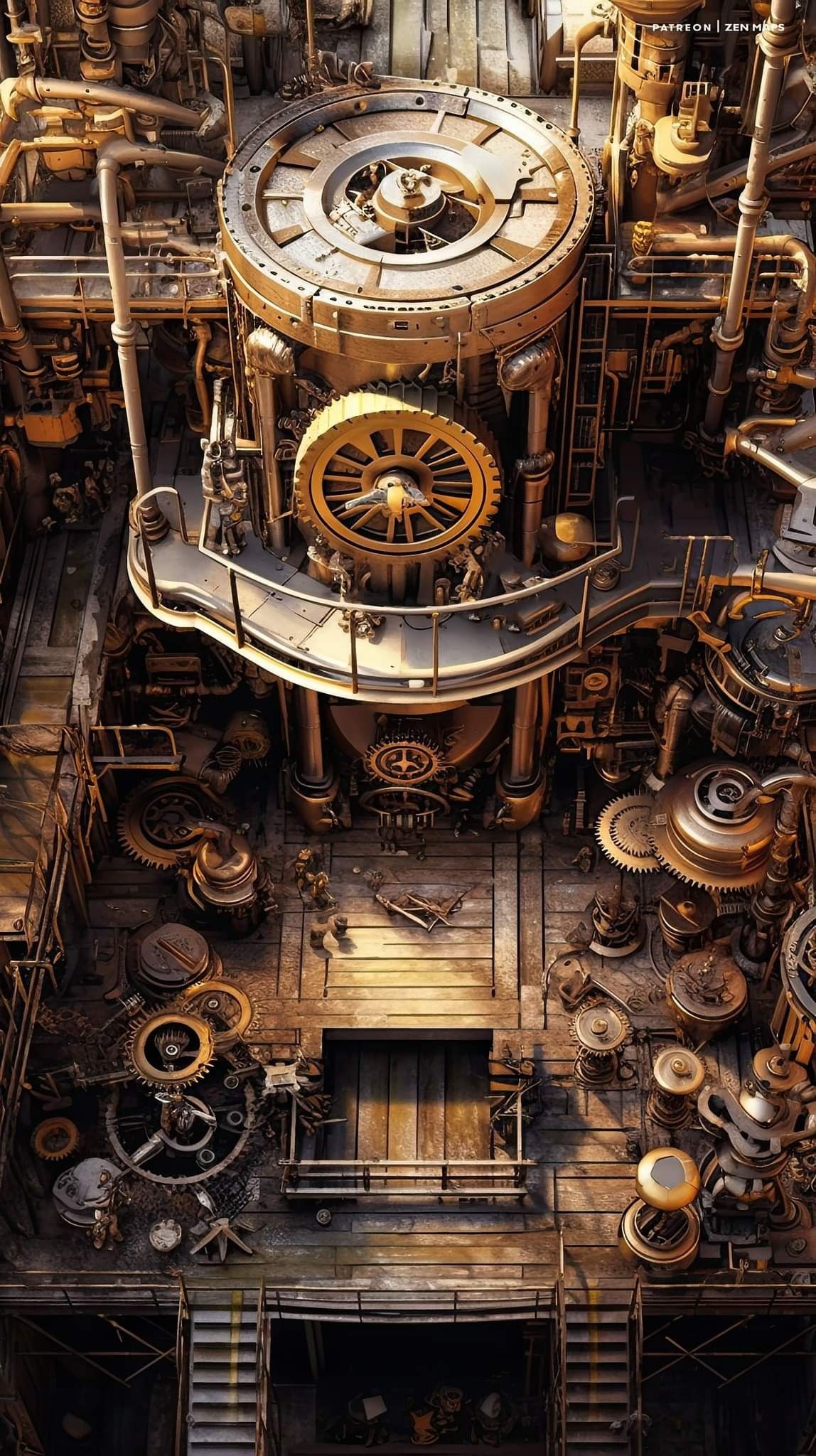 robot factory map, carte de JDR science-fiction (1148×2048 pixels) — battlemap pour Roll20 et Foundry VTT.